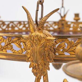 A gilt bronze sixteen-light Empire-style chandelier, later part of the 19th century.