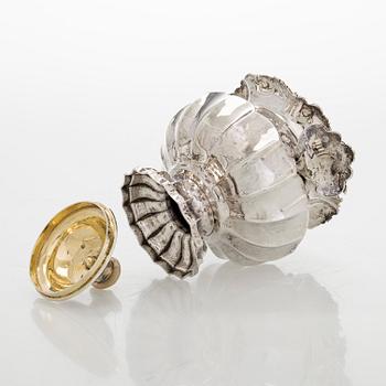 A silver sugar bowl, Moscow 1844. Unidentified maker's mark.