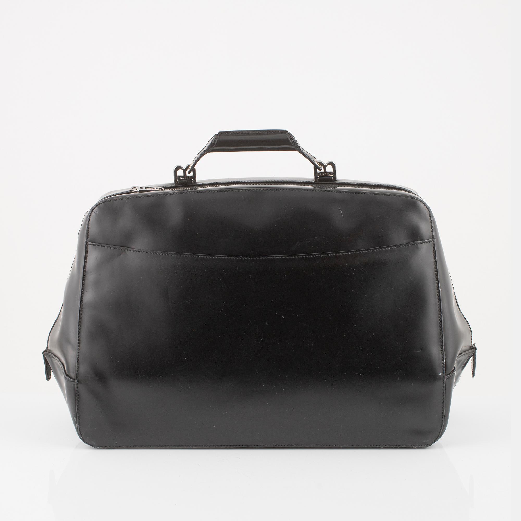 Bally, a black leather bag.