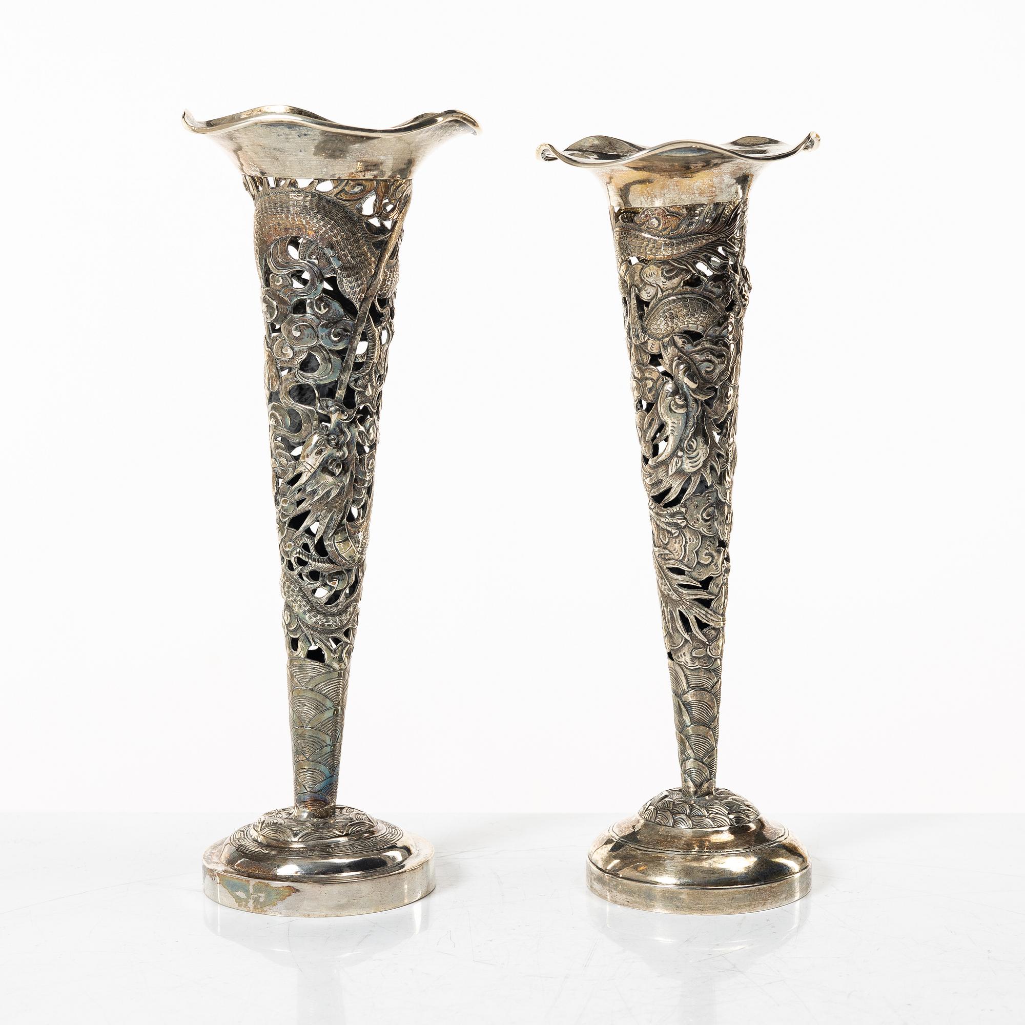 Two Chinese silver vases, circa 1900.