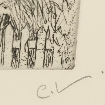 CARL LARSSON, etching, signed C.L. in pencil. Executed 1909. State 2. "Lisbeth play acting".