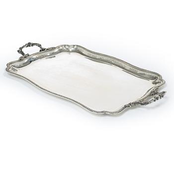 An Italian siiver Rococo style tray, Italy 1934–1944, with Swedish import mark.