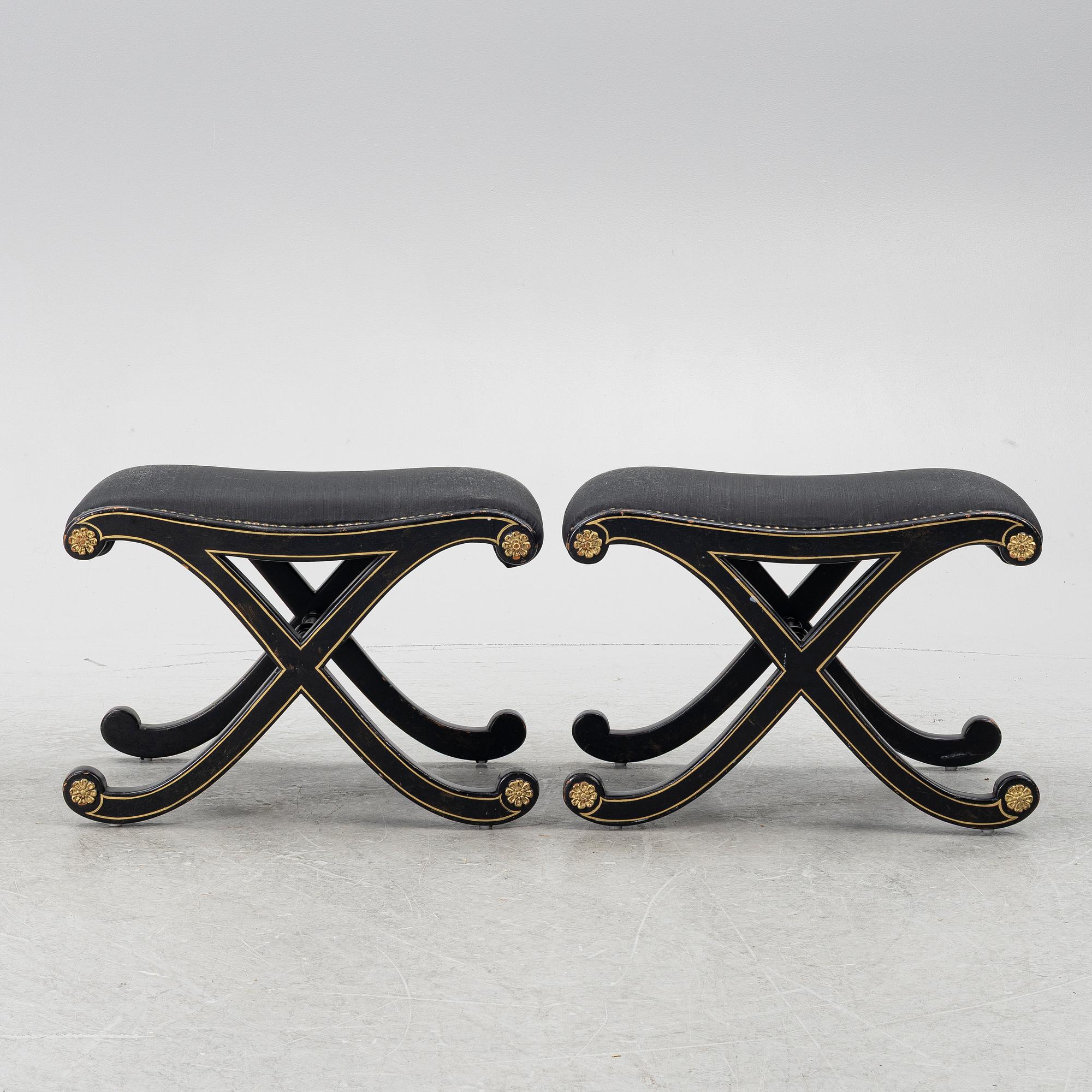 Stools, a pair, Empire style, second half of the 20th century.