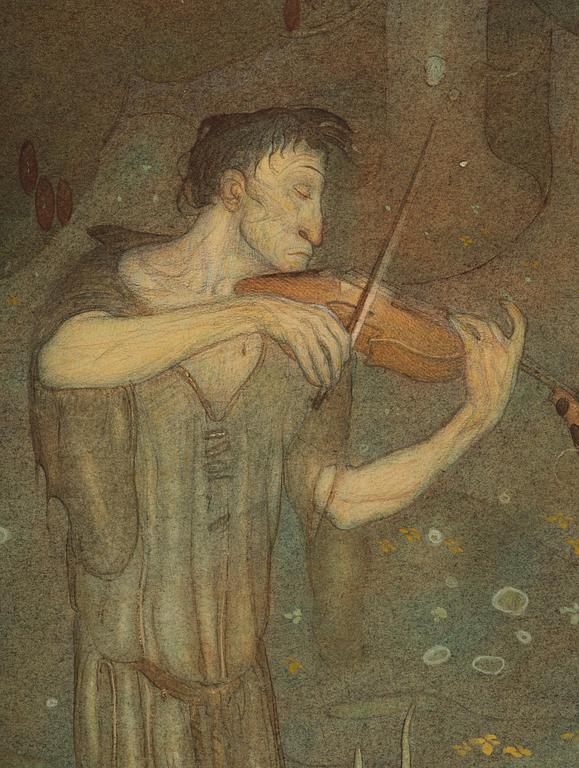 Gustaf Adolf Tenggren, A fiddler in the forest.