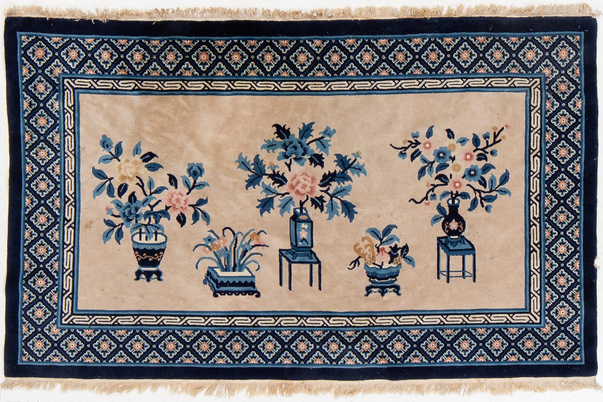 Rug, old, China, "antique finish", approx. 204 x 125 cm.