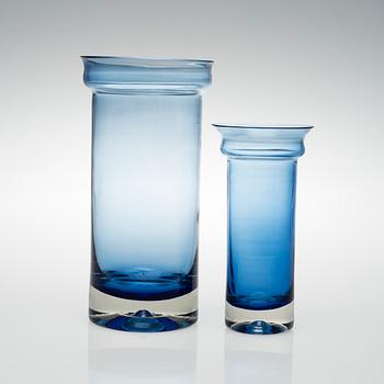 NANNY STILL, TWO GLASS VASES, "Rondo", signed Nanny Still Riihimäen Lasi oy. 1960s.