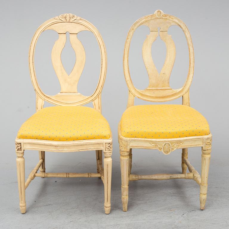 A set of 6+2 chairs, gustavian style, late 20th century.