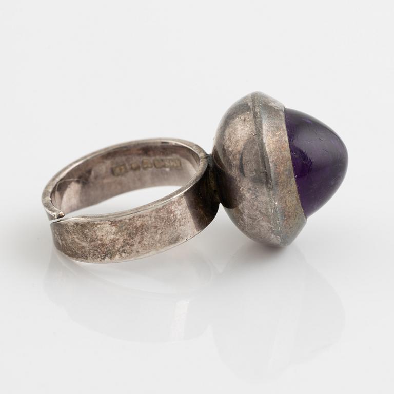 Arvo Saarela, ring and bracelet, silver and amethysts.