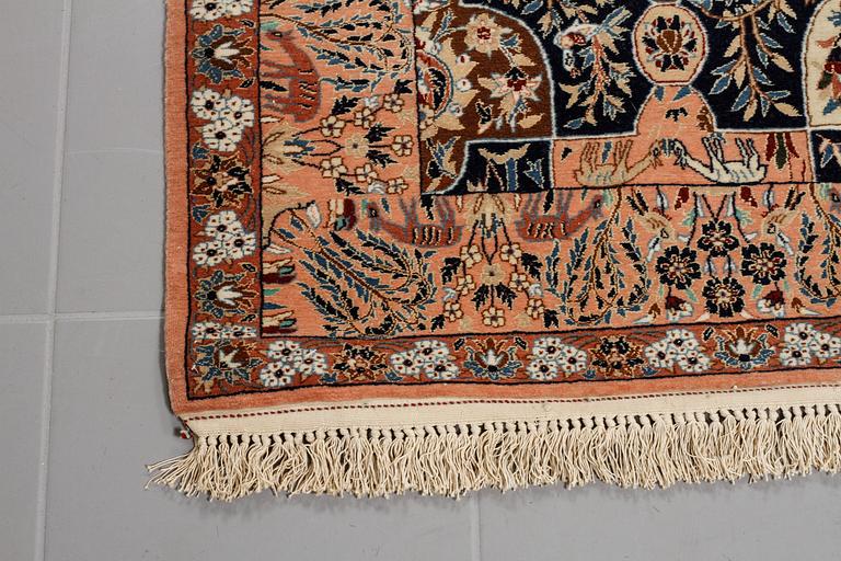 A part silk Ghom rug, 190 x 120 cm.