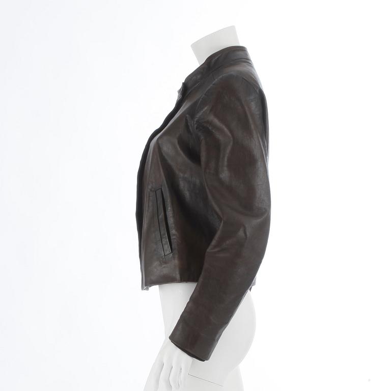 MARTIN MARGIELA, a dark brown leather jacket, size 42.
