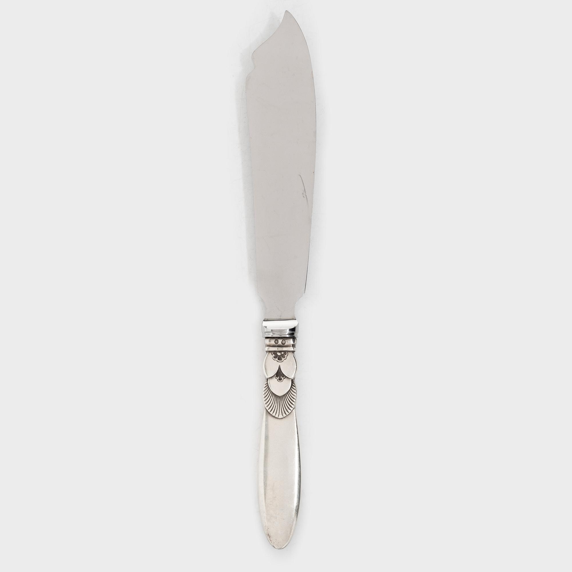 Gundorph Albertus, Cake knife, sterling silver, "Cactus" Georg Jensen, Copenhagen, Denmark 1933.