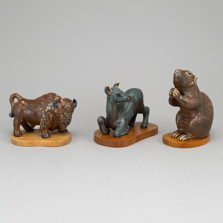 GUNNAR NYLUND, three stoneware figurines from Rörstrand.