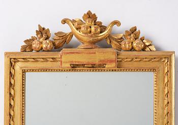 Spegellampett, för två ljus, omkring år 1800, Sengustaviansk.
