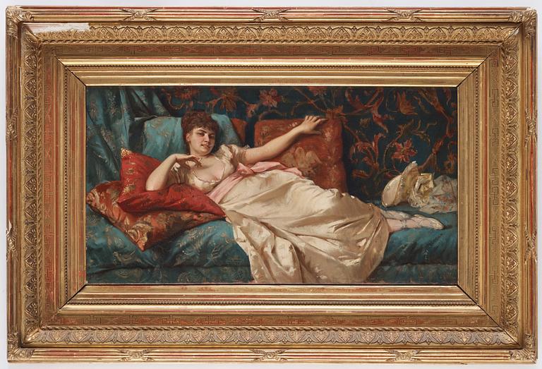 Leonardo Gasser, Woman smoking on a daybed.