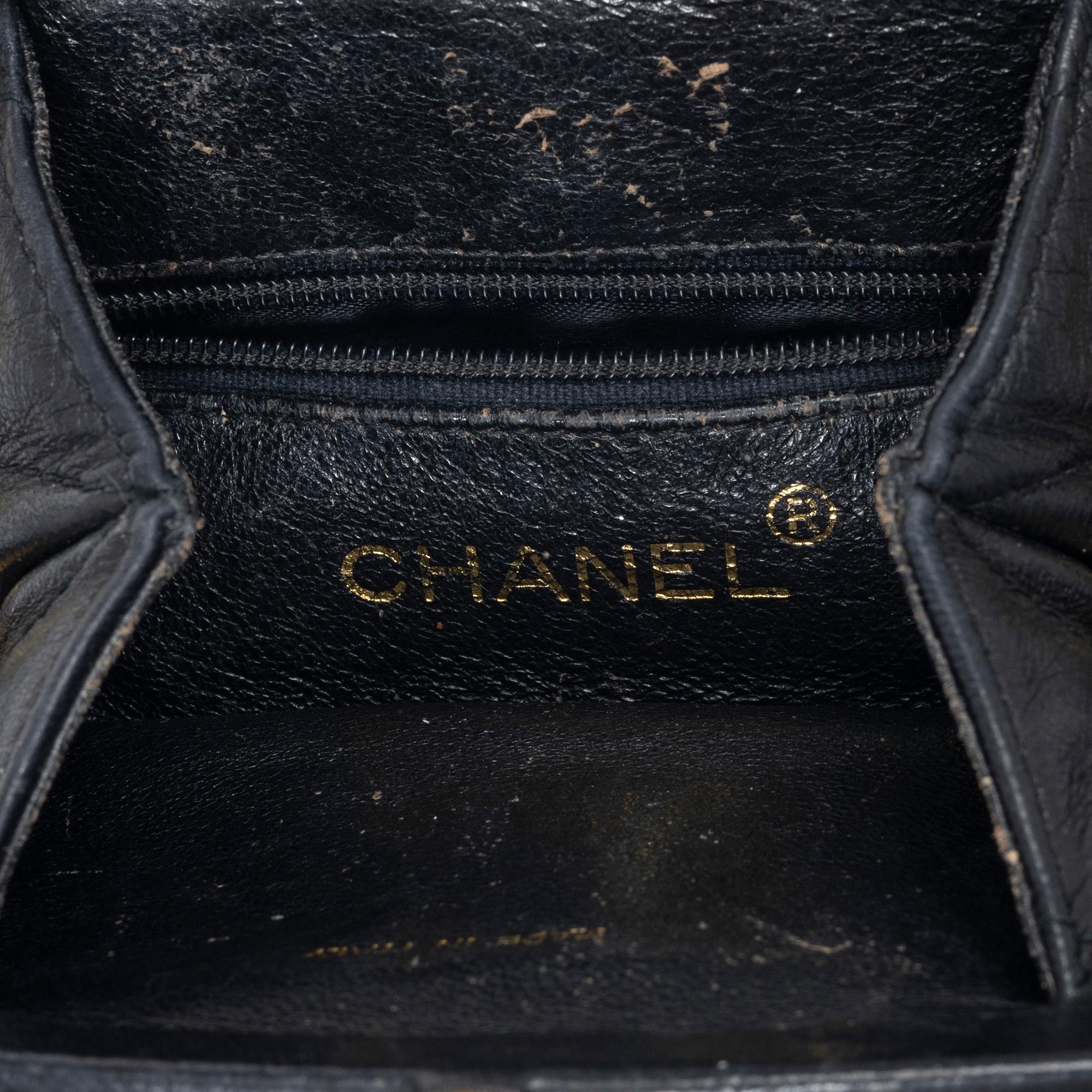 Chanel, A black leather vintage pouch, 1989-1991.