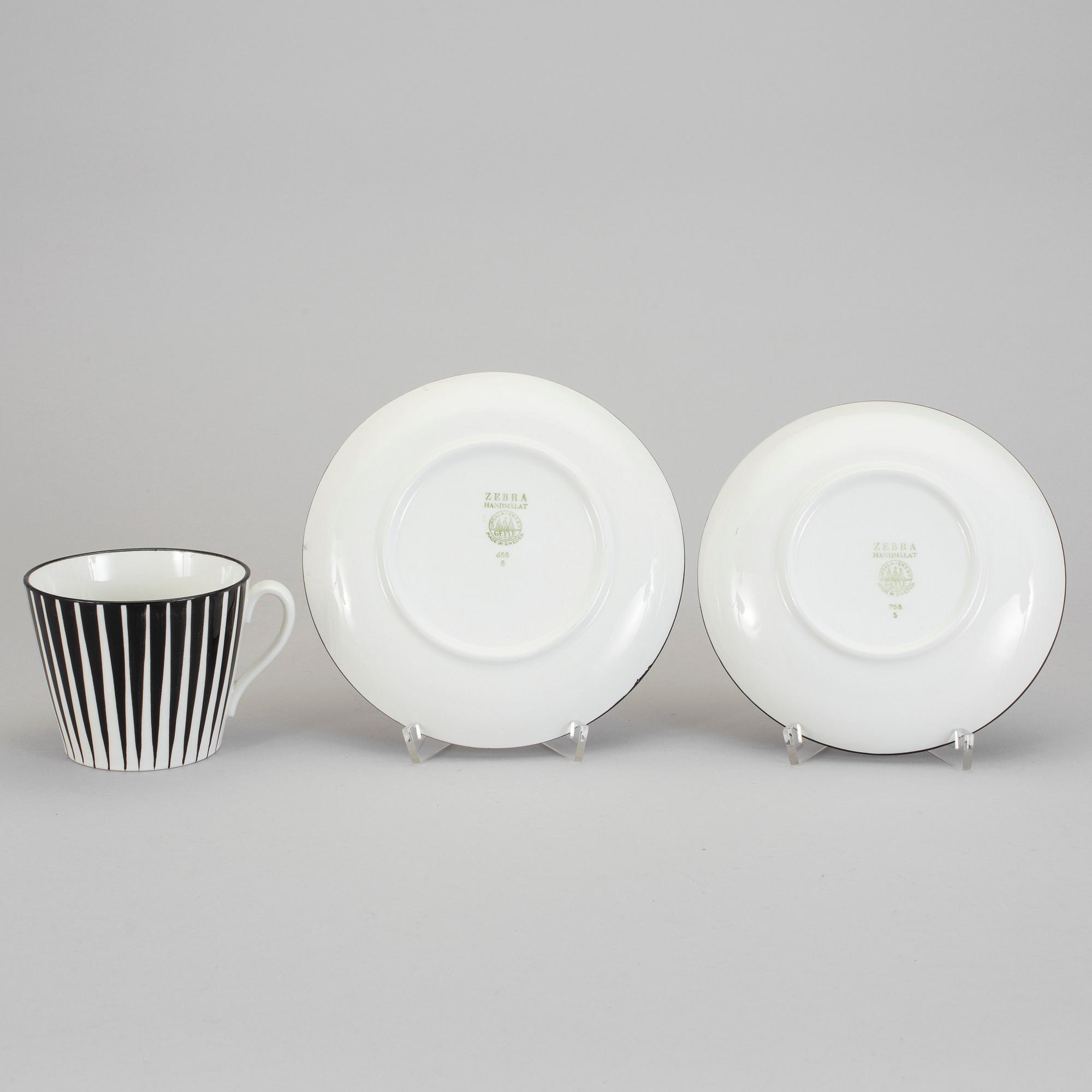 A 12 part earthenware service "Zebra" designed by Eugene Trost for Gefle, in production 1855-67.