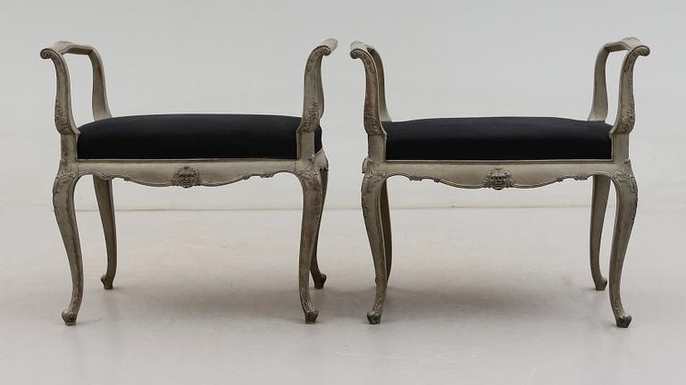 TABURETTER, 1 par, rokokostil, 1900-tal.
