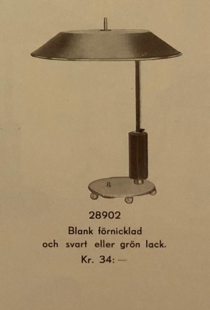 Erik Tidstrand, a table lamp model "28902", Nordiska Kompaniet, 1930s.