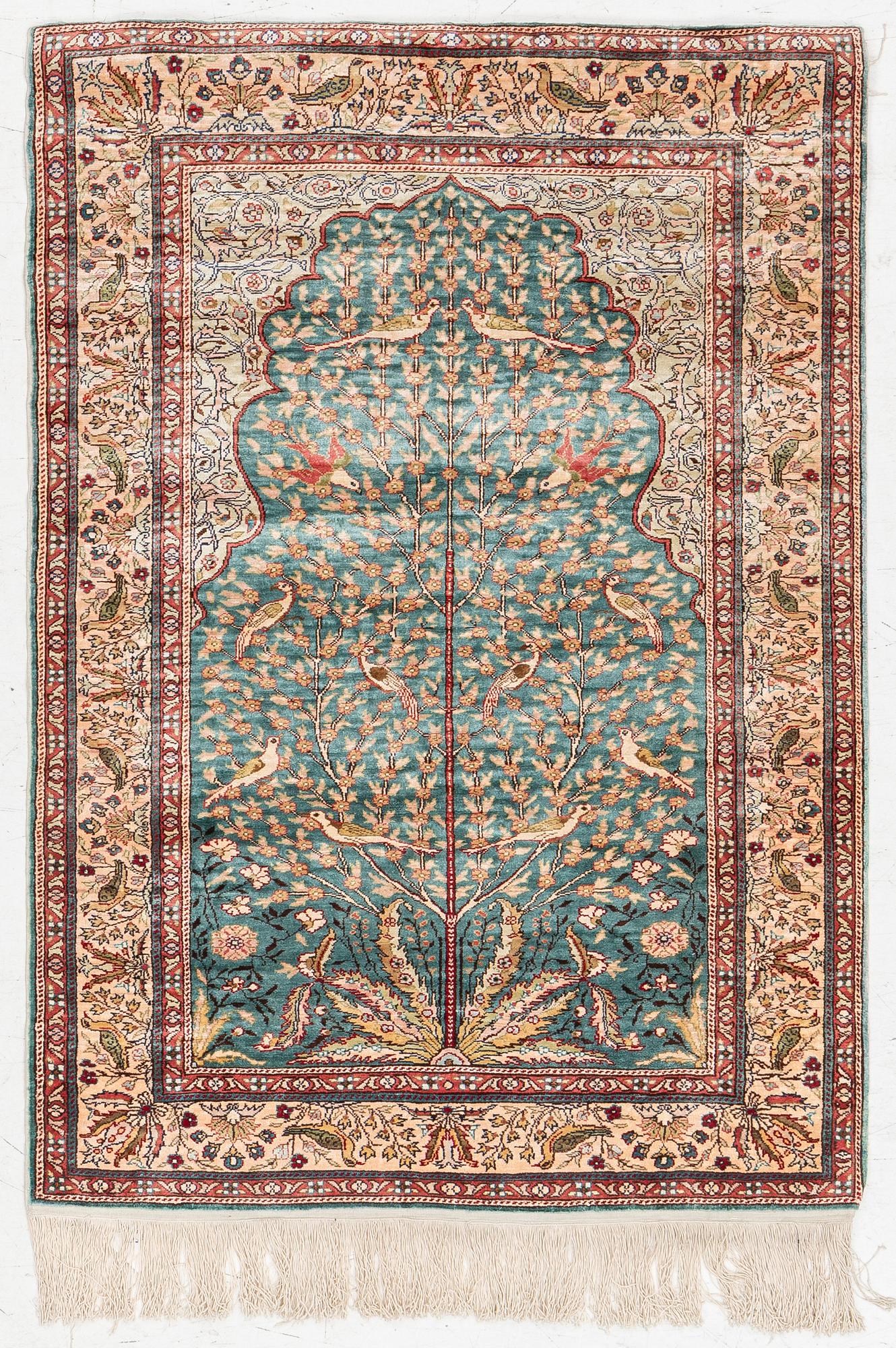 Carpet, silk approximately 125 x 90 cm.