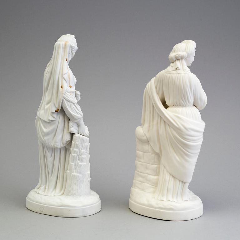TWO PARIAN FIGURES, one marked Gustafsberg.