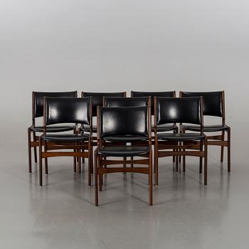 A SET OF 8 CHAIRS FROM JOHANNES ANDERSEN FOR  Uldum Mobelfabrik, Denmark.