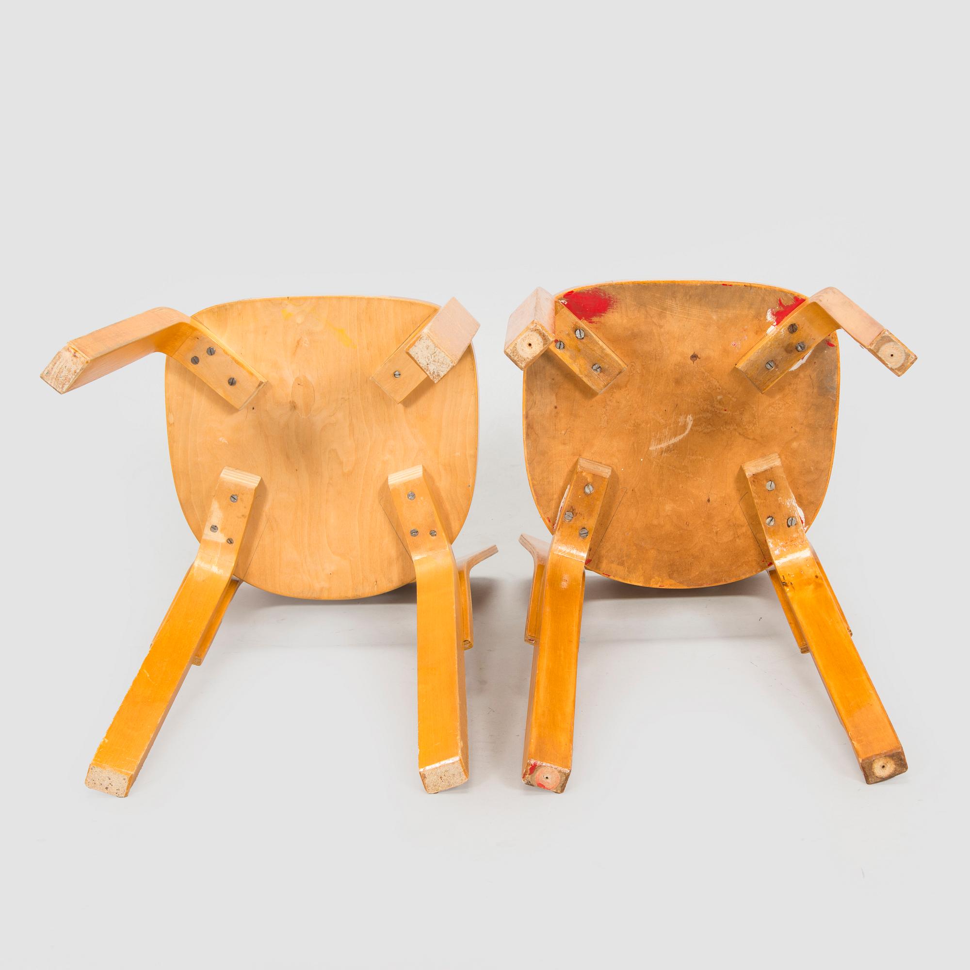 Alvar Aalto, two 1940s 'A65' chairs for O.Y. Huonekalu- ja Rakennustyötehdas A.B.