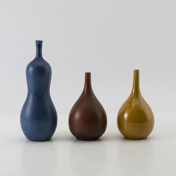 Carl-Harry Stålhane, vases, 3 pcs, Rörstrand, second half of the 20th century.