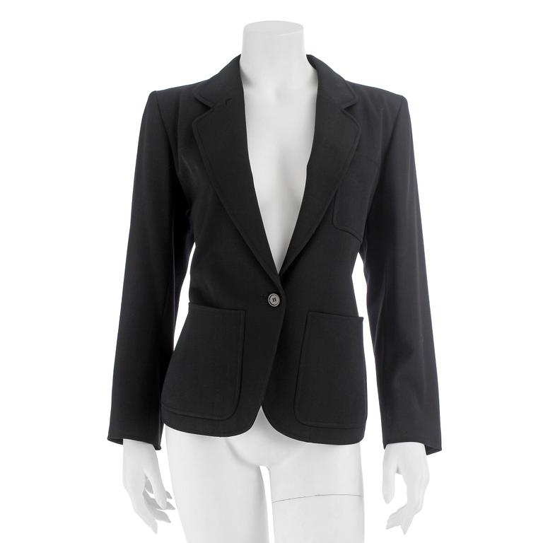 YVES SAINT LAURENT, a black woolblend jacket.