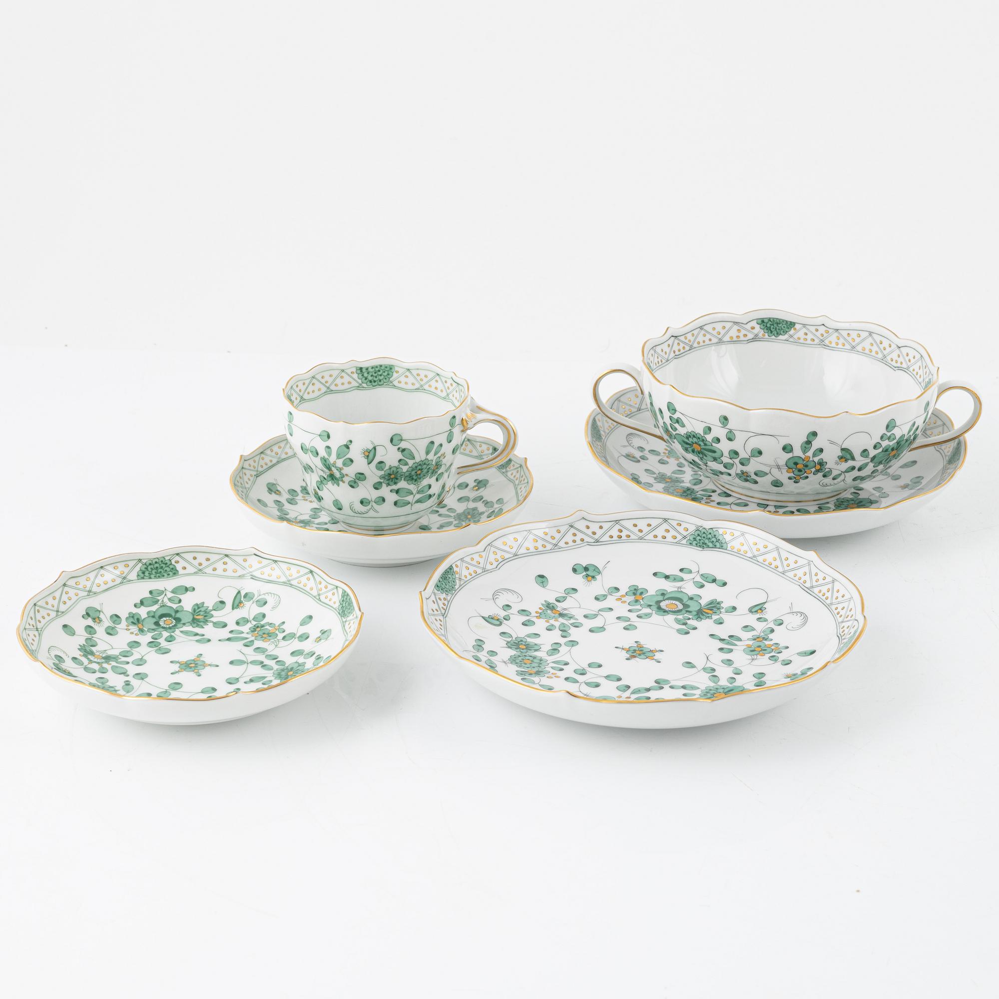 Meissen, mat-och kaffeservis, 59 delar, "Indische Malerei Grün", Tyskland.
