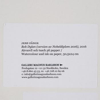 Jens Fänge, "Bob Dylan" (version av Nobeldiplom 2016).