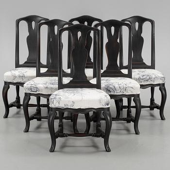 STOLAR, 6 st, senbarockstil, 1900-talets andra hälft.