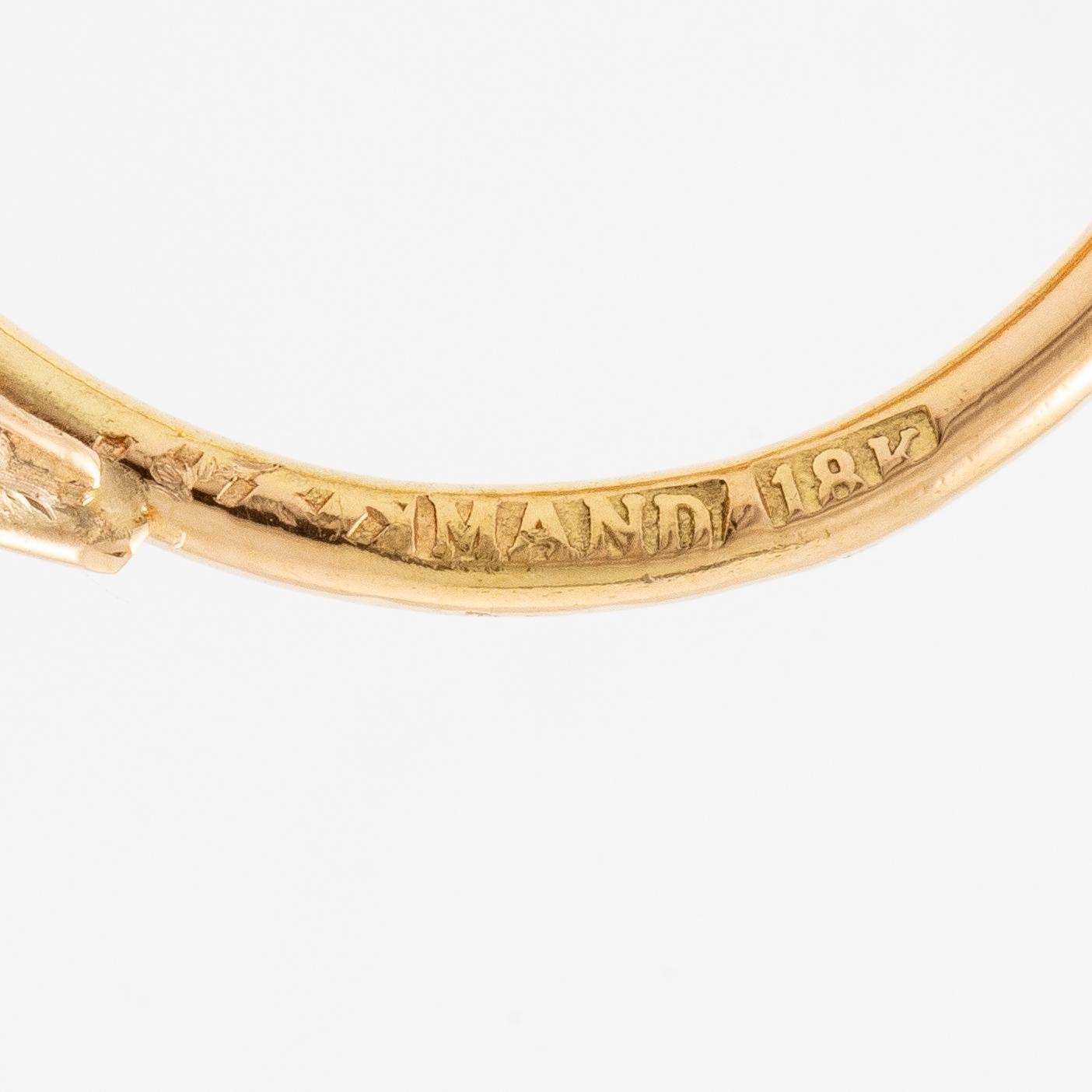 Ring, Mandelstam, 18K guld med cabochonslipad citrin, turmaliner och briljantslipade diamanter.