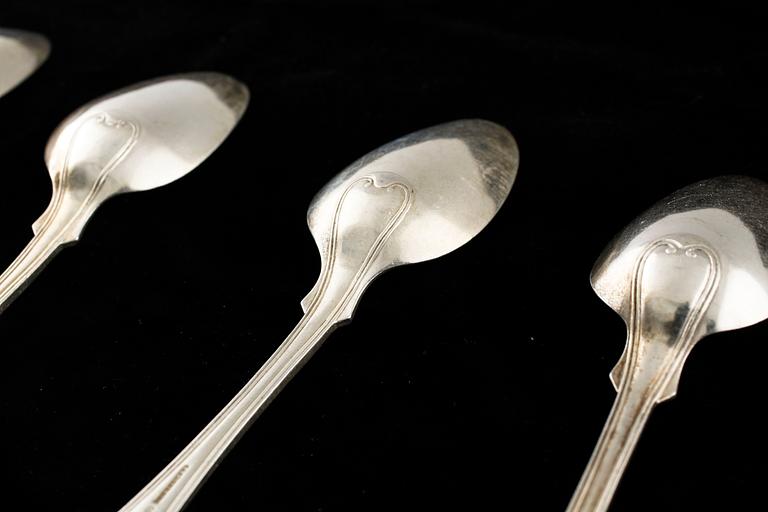 15 pieces of swedish 19th century silver cutlery. Weight 890 gram.