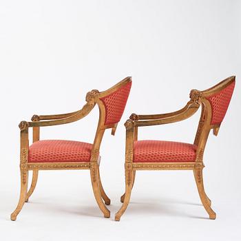 Karmstolar, ett par, Nils Christian Saltons art (mästare i Stockholm 1817-29), 1800-tal.