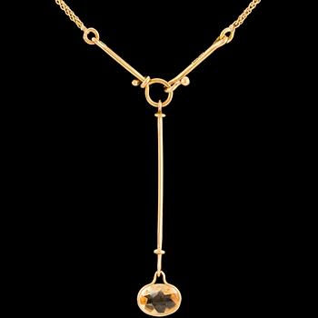 A 'Savannah' pendant set with a faceted citrine by Vivianna Torun Bülow Hübe for Georg Jensen, designed 2006.
