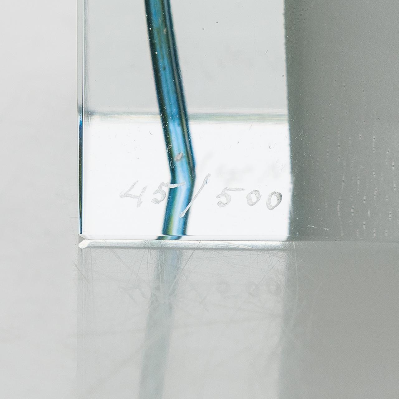 Oiva Toikka, a glass Jubilee Cube, signed and numbered Oiva Toikka Nuutajärvi Notsjö, 45/500 NIB.