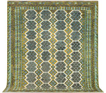 An Afghan Kelim carpet, c. 297 x 259 cm.