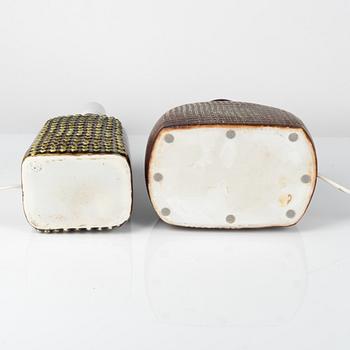 Stig Lindberg, bordslampor, 2 st, Gustavsberg Studio, 1974.