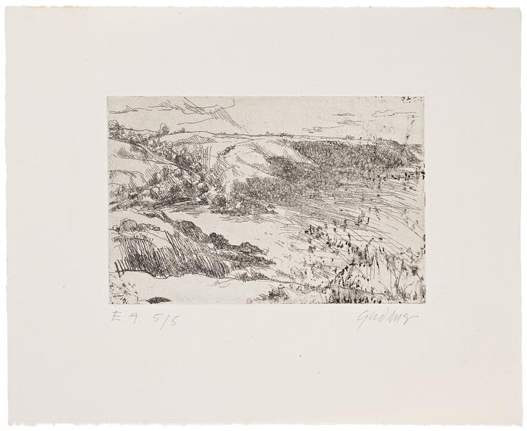 Gudmar Olovson, etching. Signed Gudmar and numbered EA 5/5 in pencil.