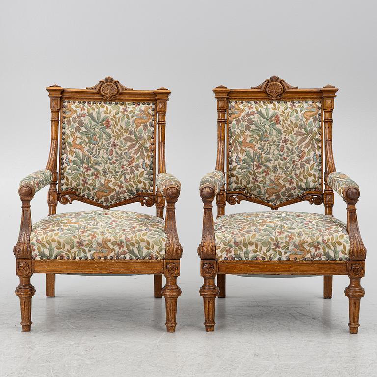 A pair of armchairs, circa 1900.