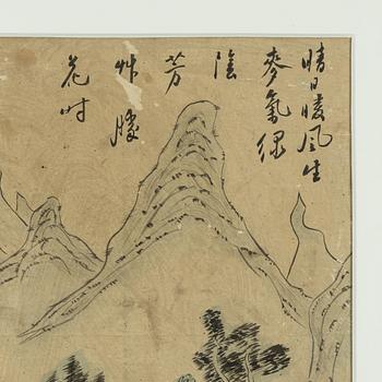 Oidentifierad konstnär, fyra stycken målningar, tusch och akvarell på papper, Korea, omkring 1900.