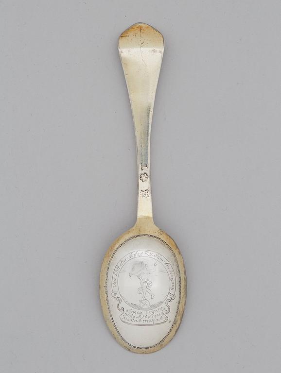 A Swedish early 18th century parcel-gilt silver spoon, mark of Sven Wallman, Gothenburg 1711.