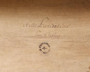 DAMARBETSBORD, av Anders Lundelius 1785 (mästare i Stockholm 1778-1823).
Gustavianskt.