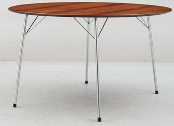 An Arne Jacobsen palisander and steel table, Fritz Hansen 1966.