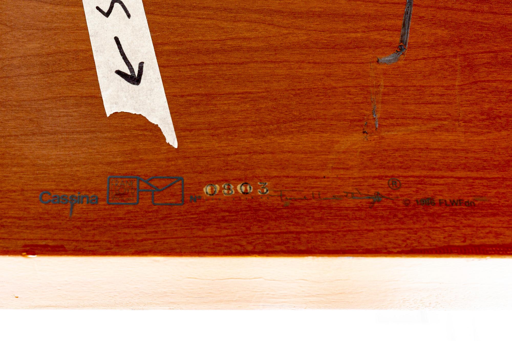 A Frank Lloyd Wright signed and numbered table 0803 1986.