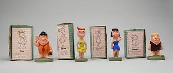 FIGURER, 4 st, the Flintstones, Joseph Lang & Co. Ltd, Hanna-Barbera Productions, Inc. 1962.