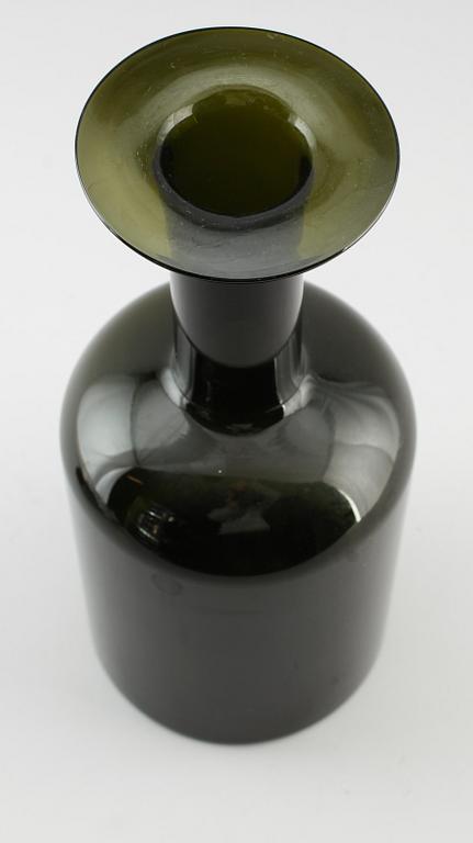 FLASKA, gröntonat glas, 1900-talets andra hälft.
