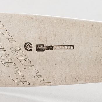 A Grachev silver soup ladle, Saint Petersburg, 1894. Imperial warrant mark. Spoon, silver, unidentified master, 1856.
