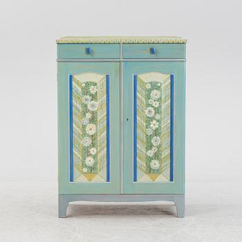 A 'Vita blommorna' cabinet/sideboard, painted by Liselott Malmsten, Firma Carl Malmsten, 1991.