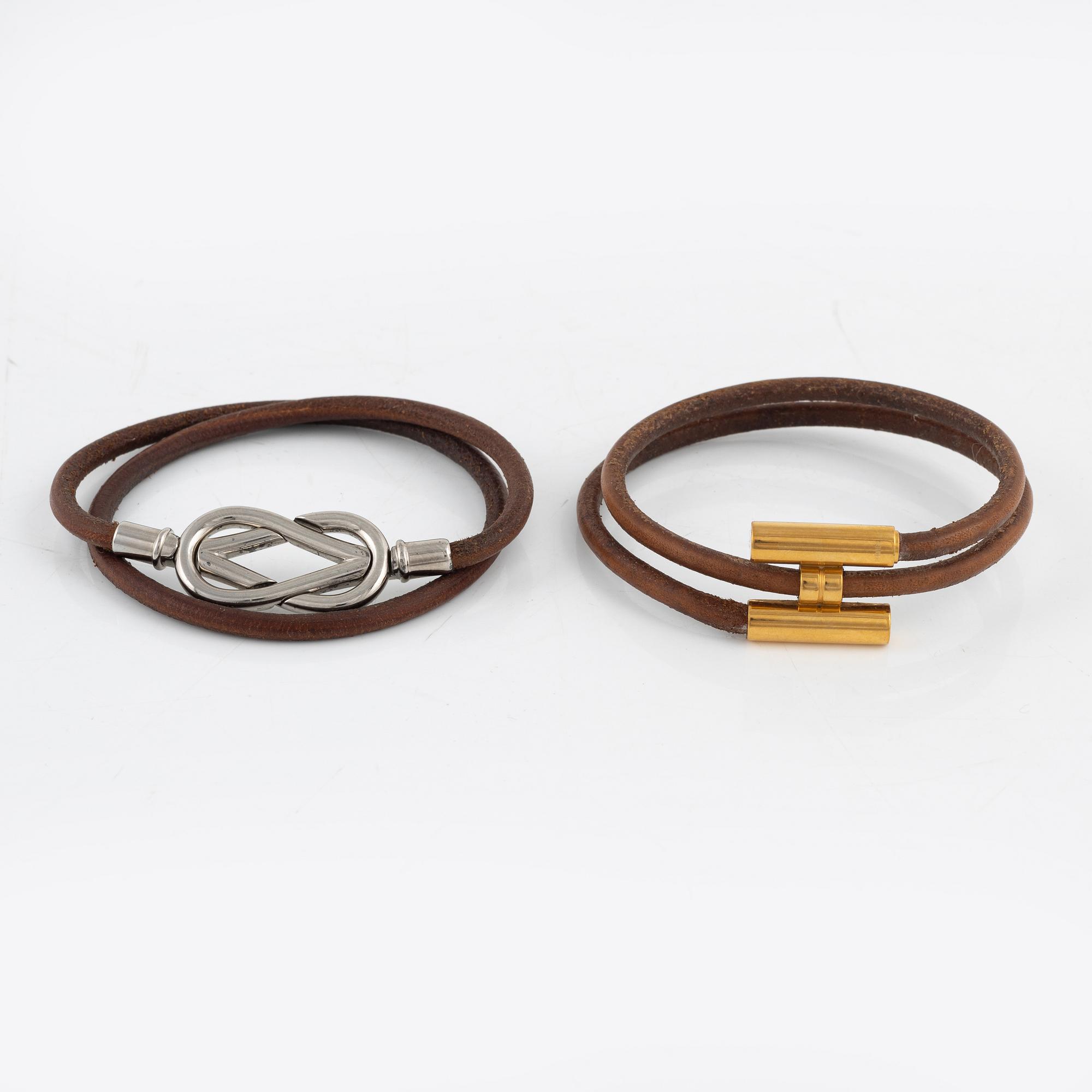 Hermès, two leather bracelets.
